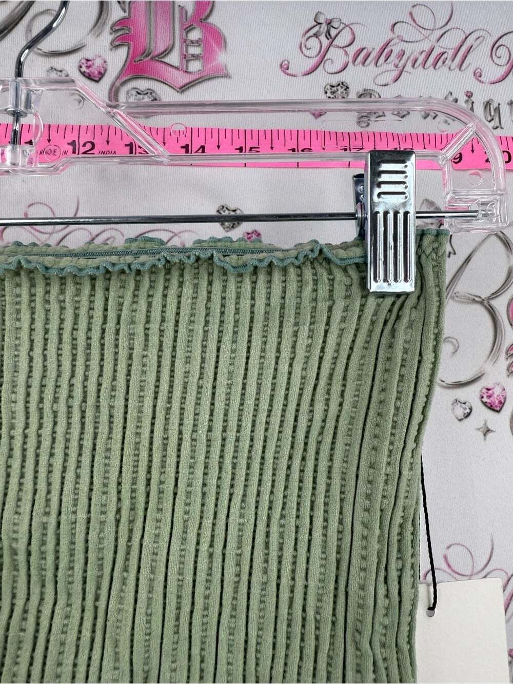 IVRY DAY top strapless new with tags Olive Green Smocked Mini Skirt - Tube Style - Picture 5 of 15